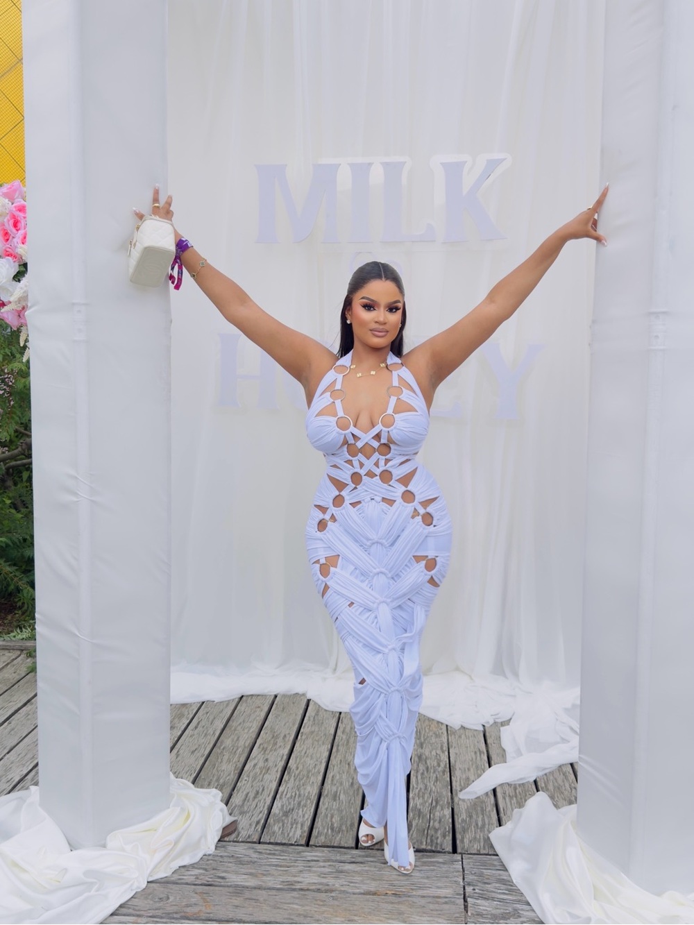 Elegant White Cutout Maxi Dress with Halter Neck